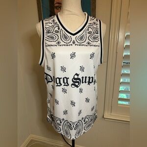 Dogg Supply Snoop Dog White and Black Graphic Tank Top Jersey medium